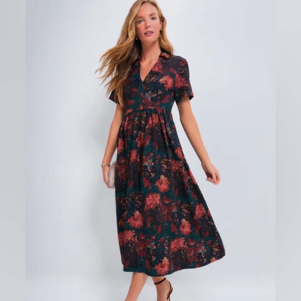 Tuckernuck Persimmon Floral Jacquard Adelaide Dress - Size XXL